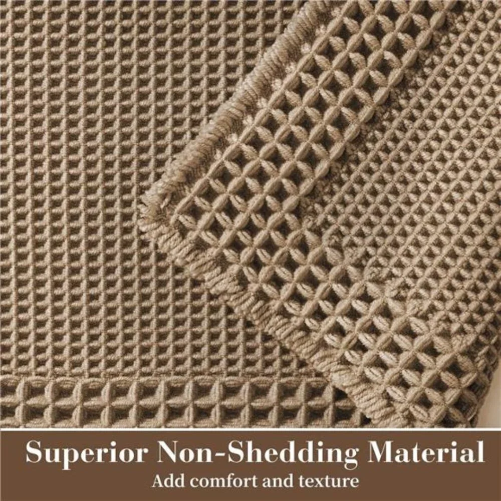 Waffle Bathroom Runner Rugs, Super Absorbent Bath Mat Non Slip Washable